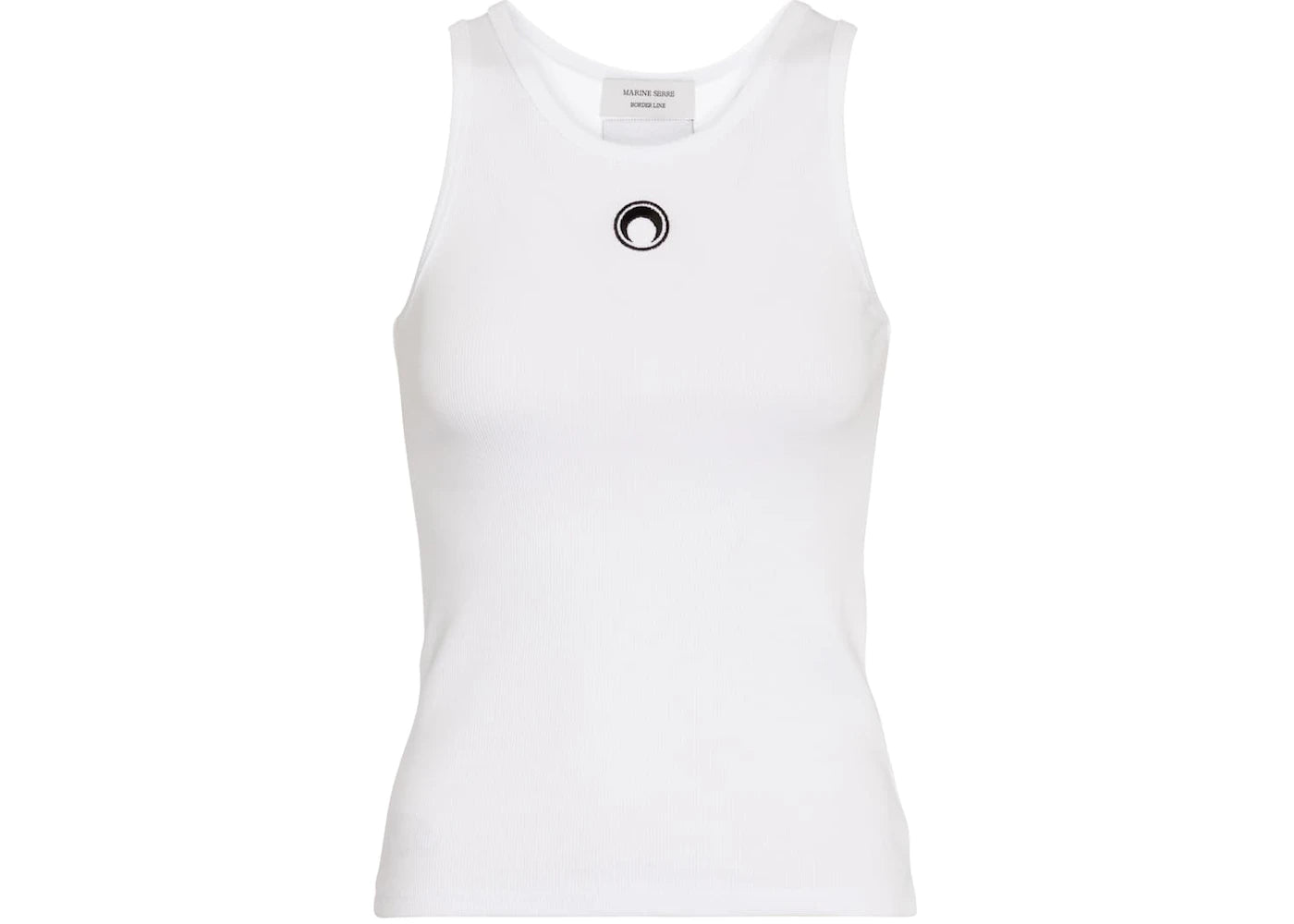 Marine Serre Organic Cotton Ribbed Embroidered Tank White