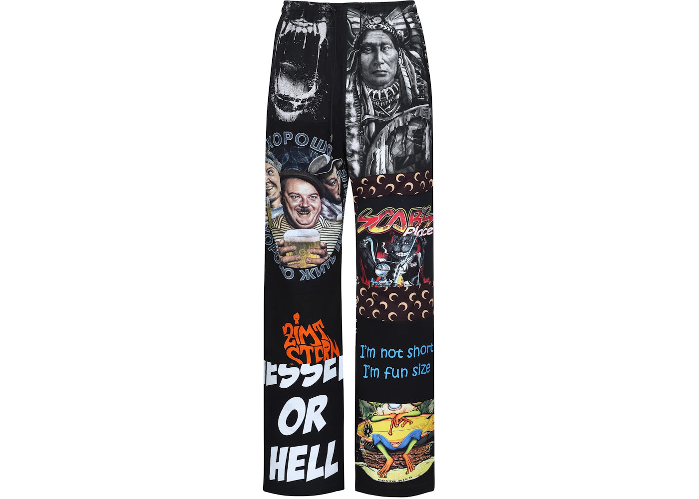 Marine Serre x AWGE Graphic Patchwork Track Pants Black/Multi