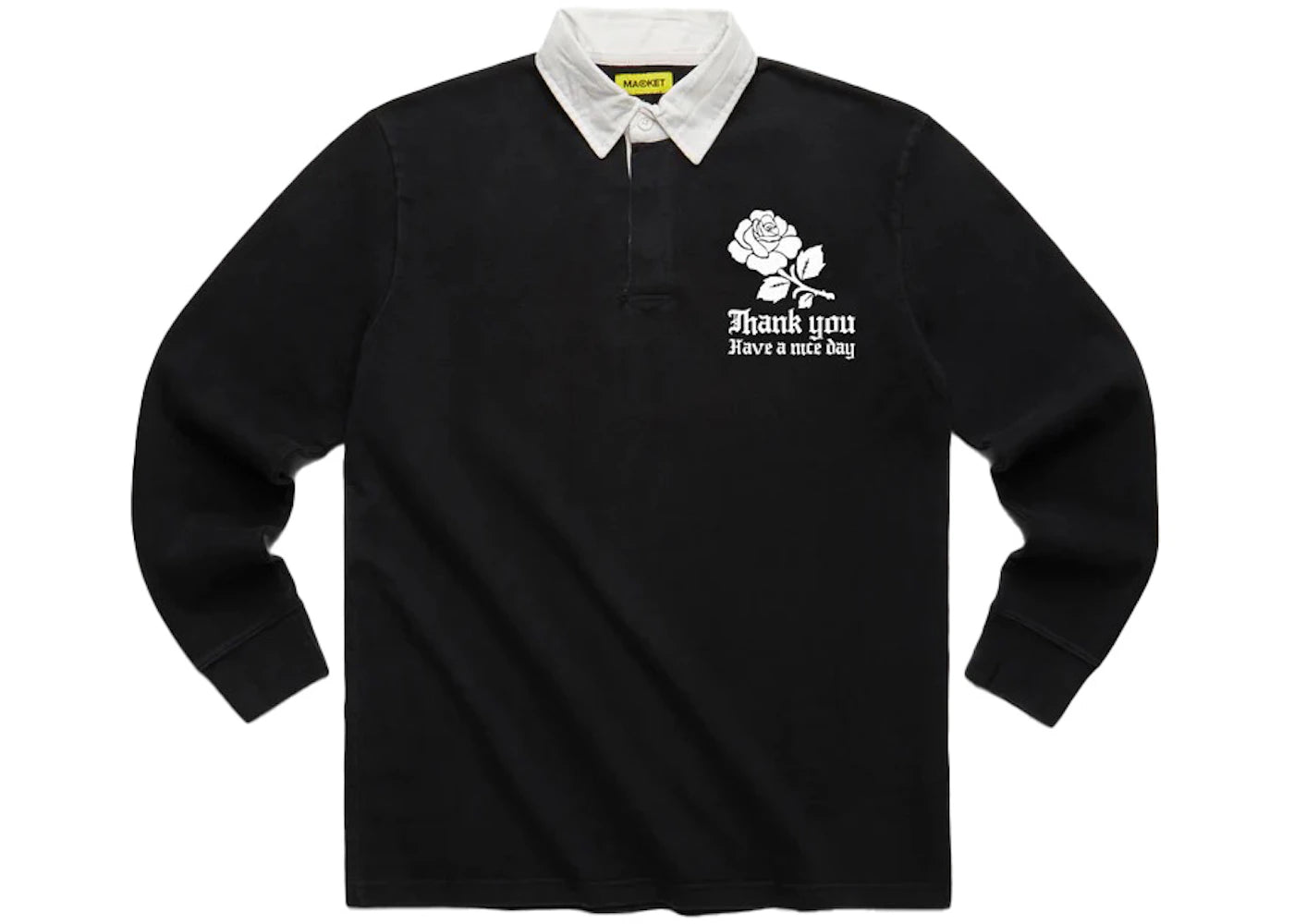 Market Knocked Loose Rugby Shirt Washed Black