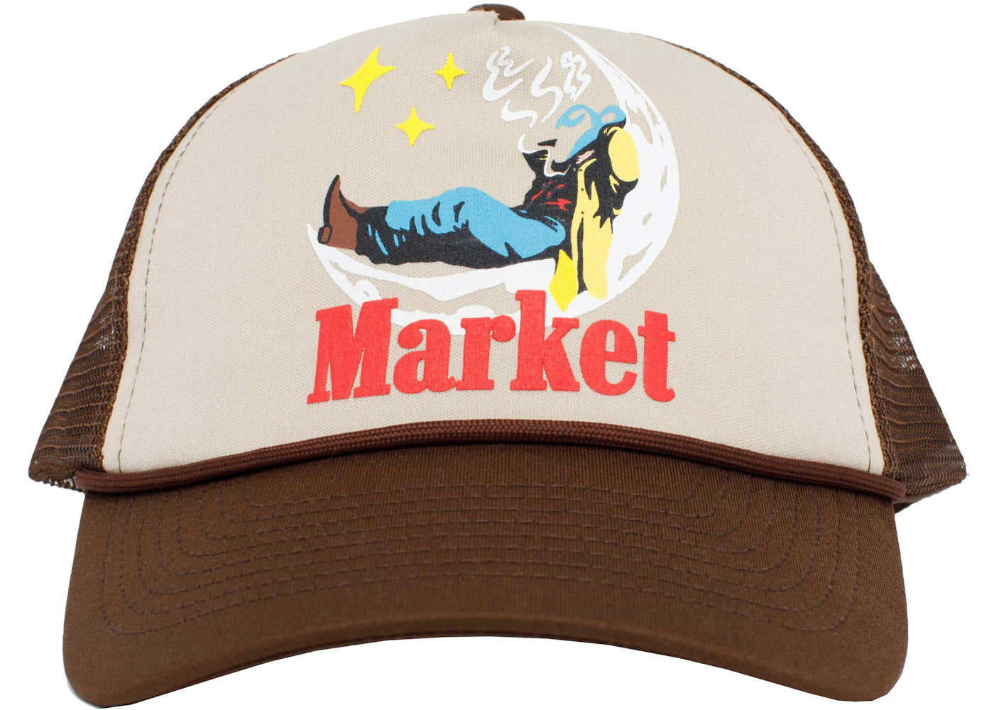 Market Man On Moon Trucker Hat Brown