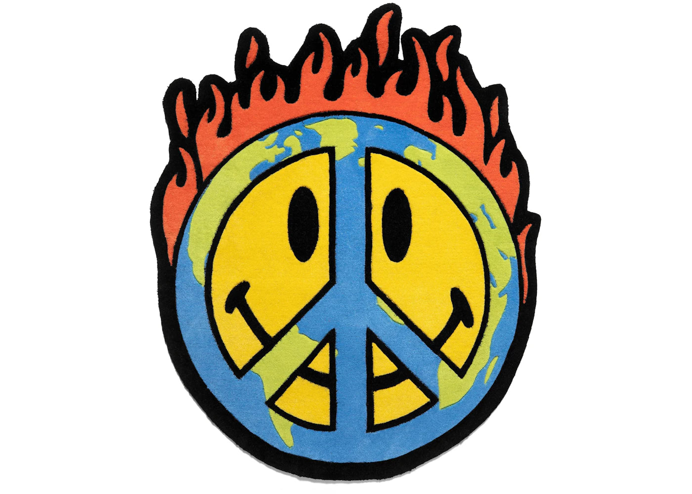Market Smiley Peace Be Worry Rug Multicolor
