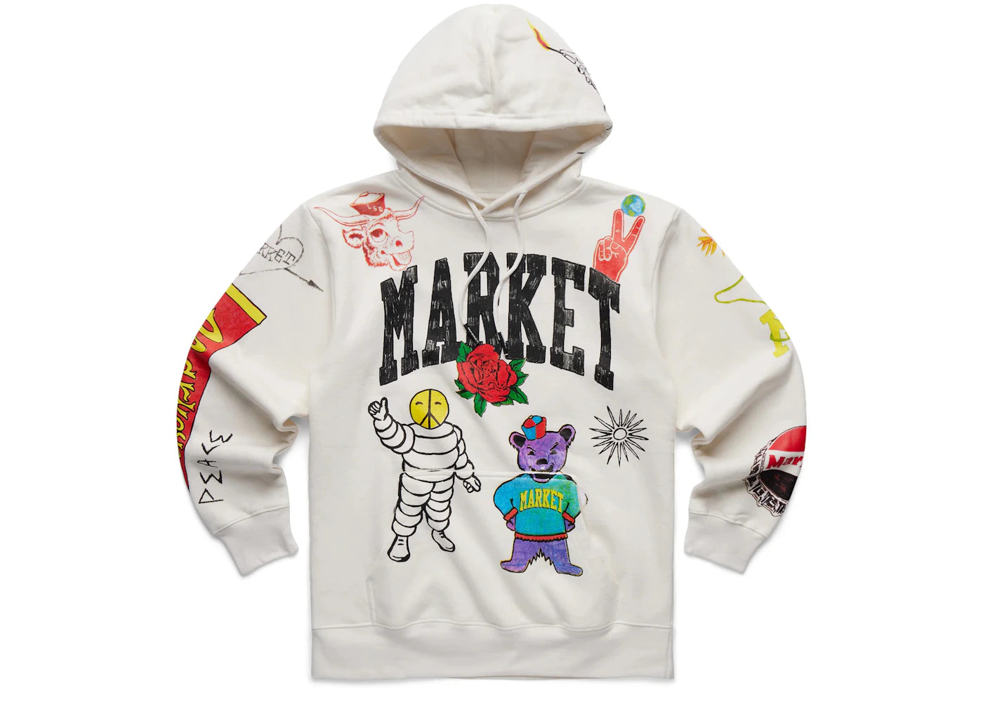 Market Varsity Hand-Drawn Hoodie Cream