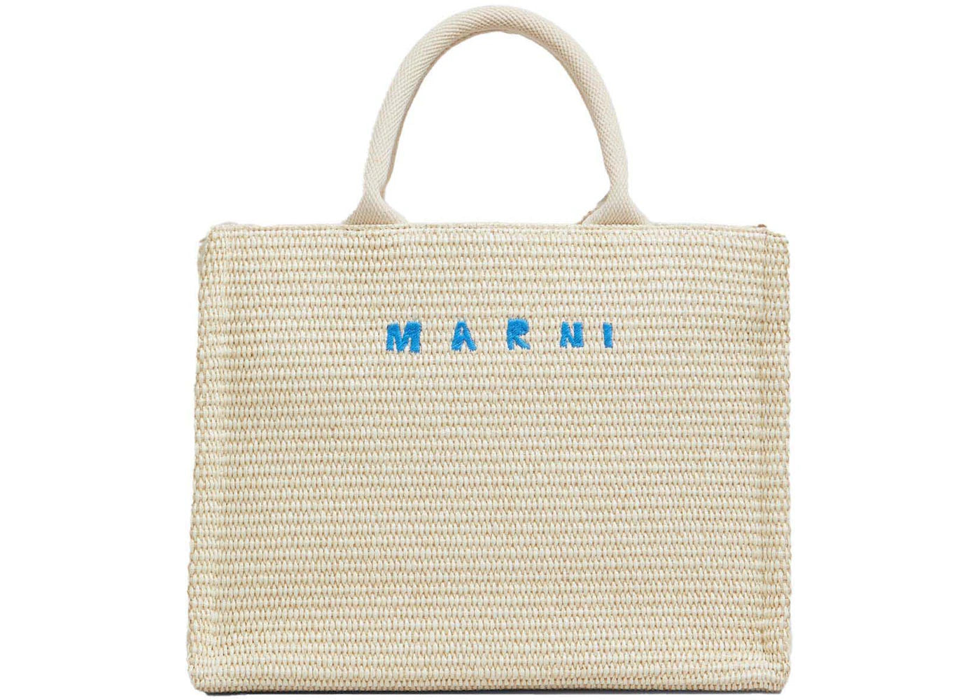 Marni Borsa Tote Piccola In Tessuto Effetto Rafia Bianca