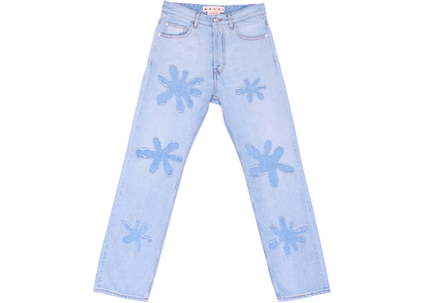 Marni Daisy Print Denim Pants Blue Denim