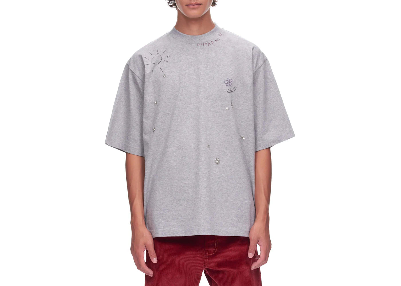 Marni Embroidered Scene T-shirt Grey