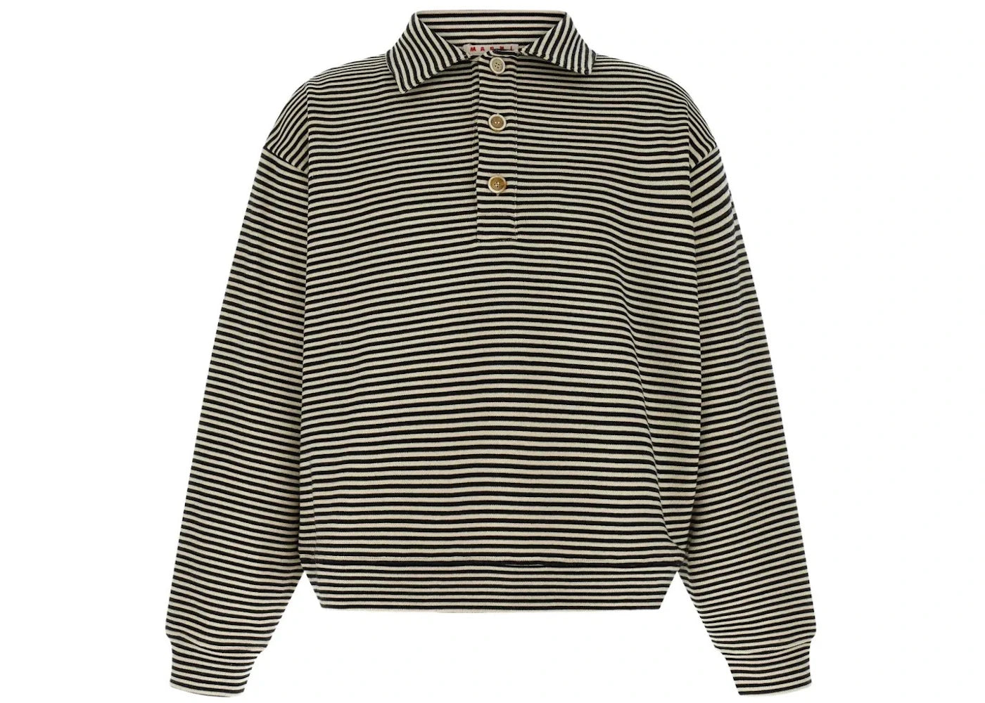 Marni Knitted Polo Roundneck Sweater Satin Black