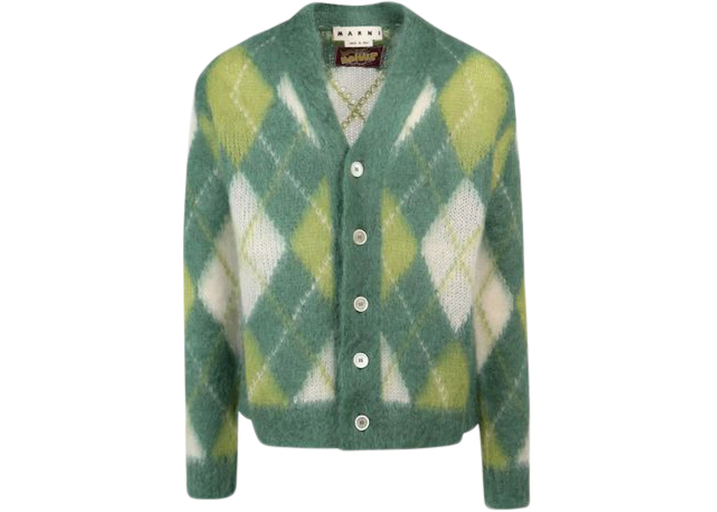 Marni Mohair Argyle Cardigan Green