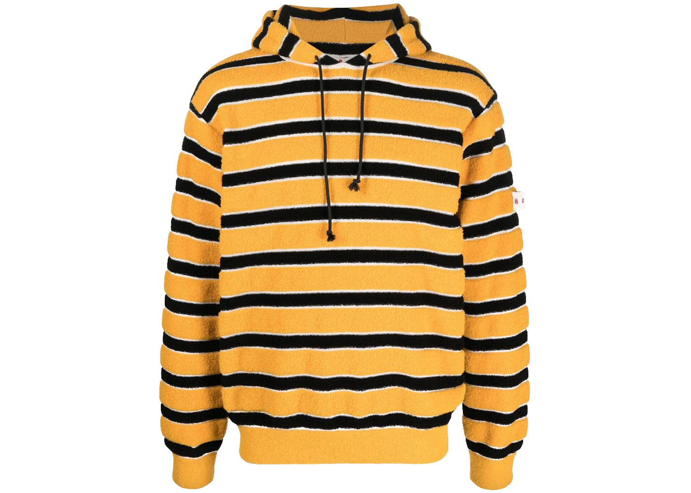 Marni Striped Terry Knit Hooded Sweatshirt Yellow