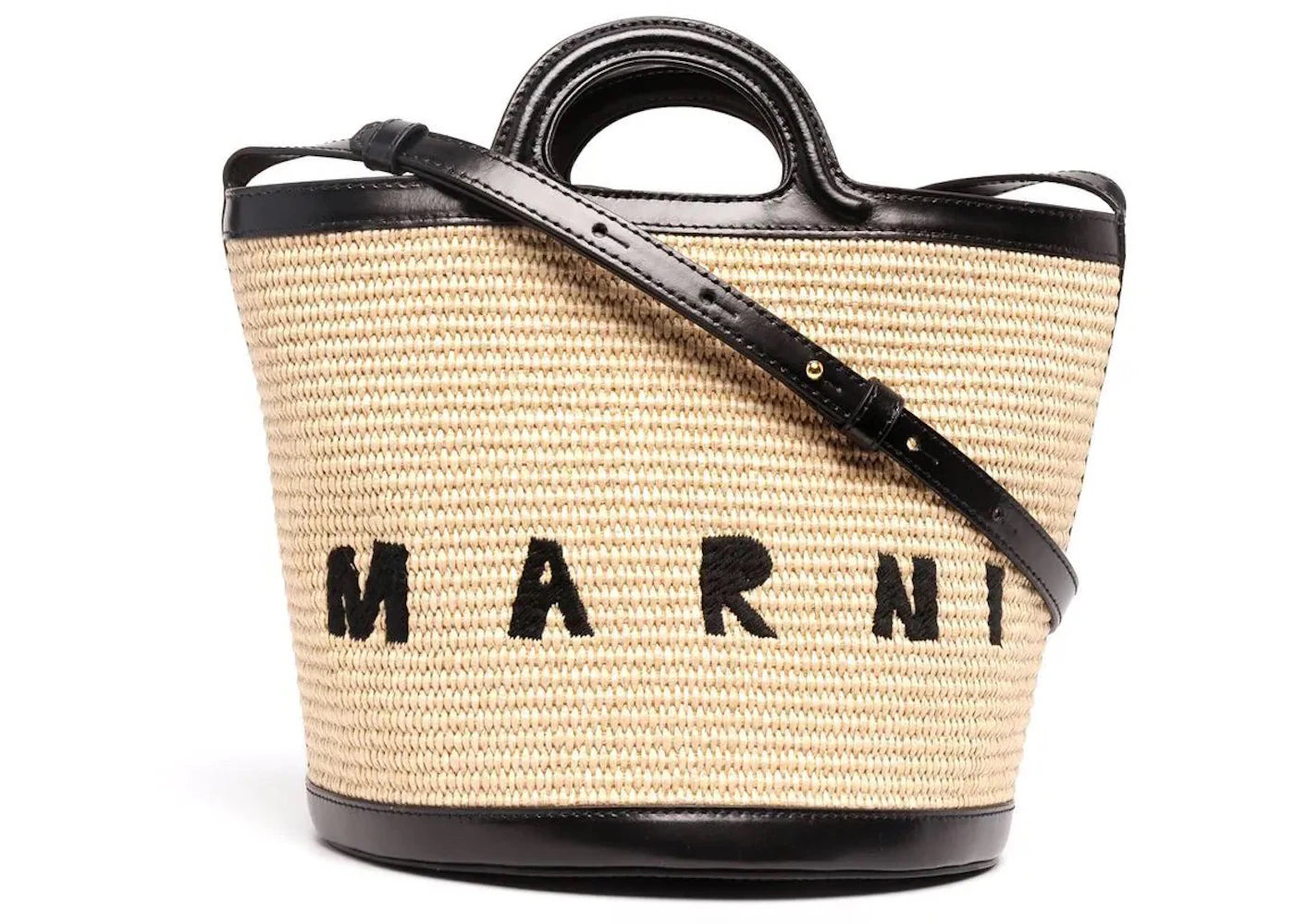 Marni Tropicalia Bucket Bag Small Neutral/Black