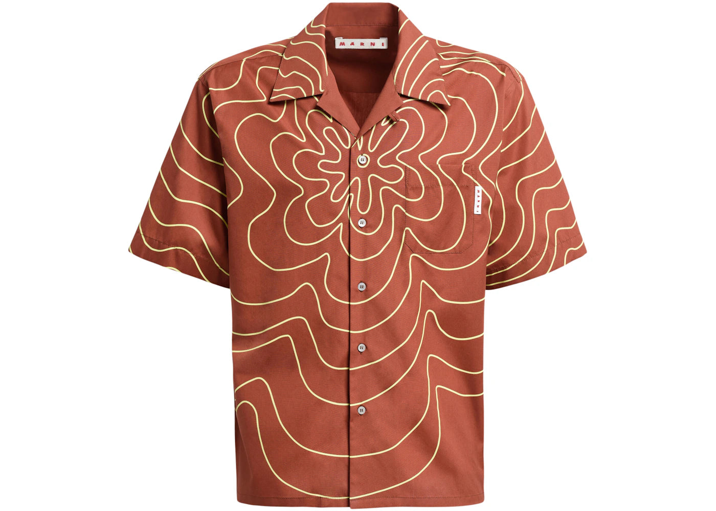 Marni Vibrating Flower Bowling Shirt Brown