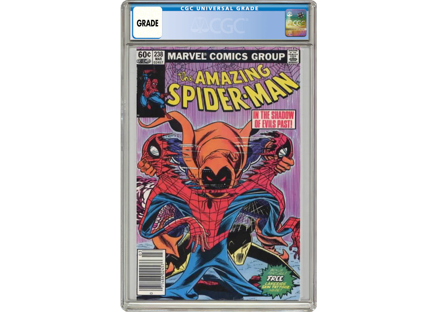 Marvel Amazing Spider-Man #238 "Green Label" Qualified Grade ("TATTOOZ" Insert Missing. Incomplete) Comic Book CGC Graded