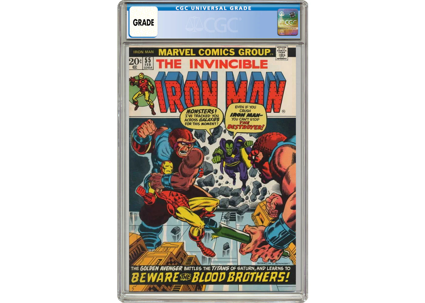 Marvel Iron Man #55 (1st App. of Thanos, Drax, Starfox, Kronos) Comic Book CGC Graded