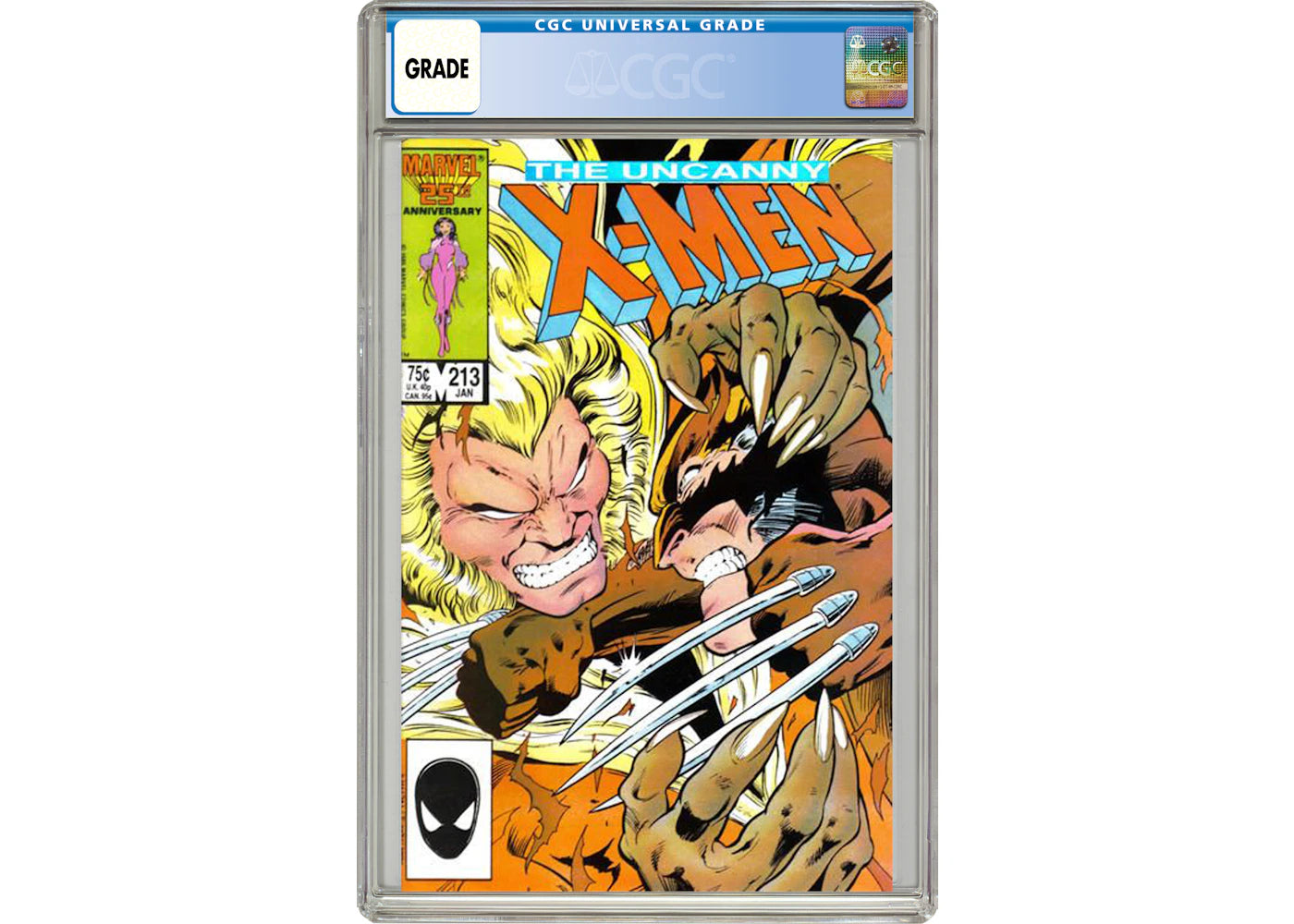 Marvel Uncanny X-Men #213 (Wolverine Battles Sabretooth) Comic Book CGC Graded