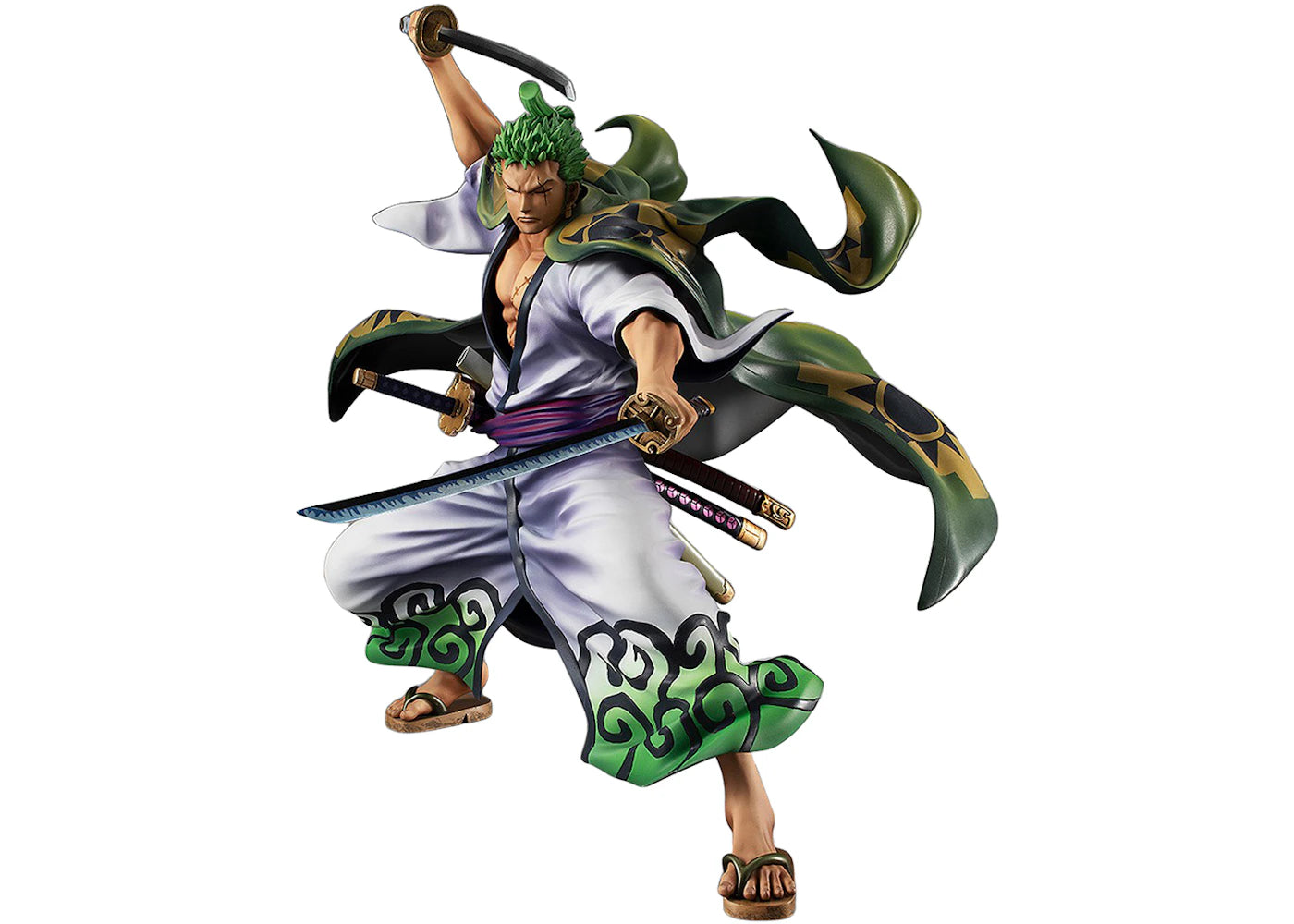 MegaHouse One Piece Portrait of Pirates Warriors Alliance Zoro Juro Action Figure White & Green