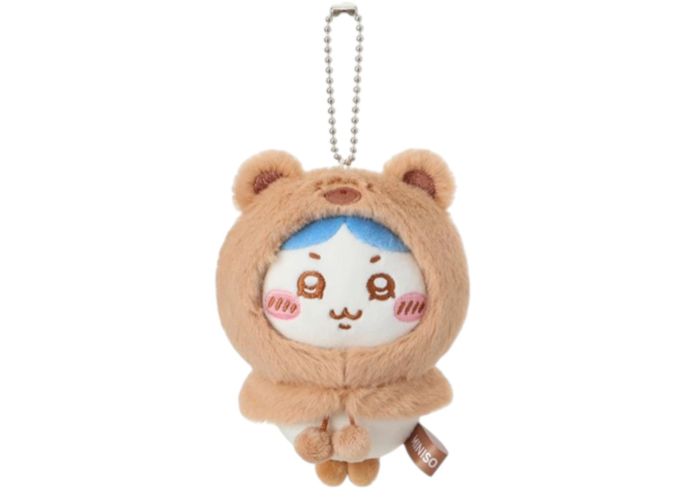 Miniso Chiikawa Fluffy Bear Hood Mascot Series Hachiware Plush Keychain