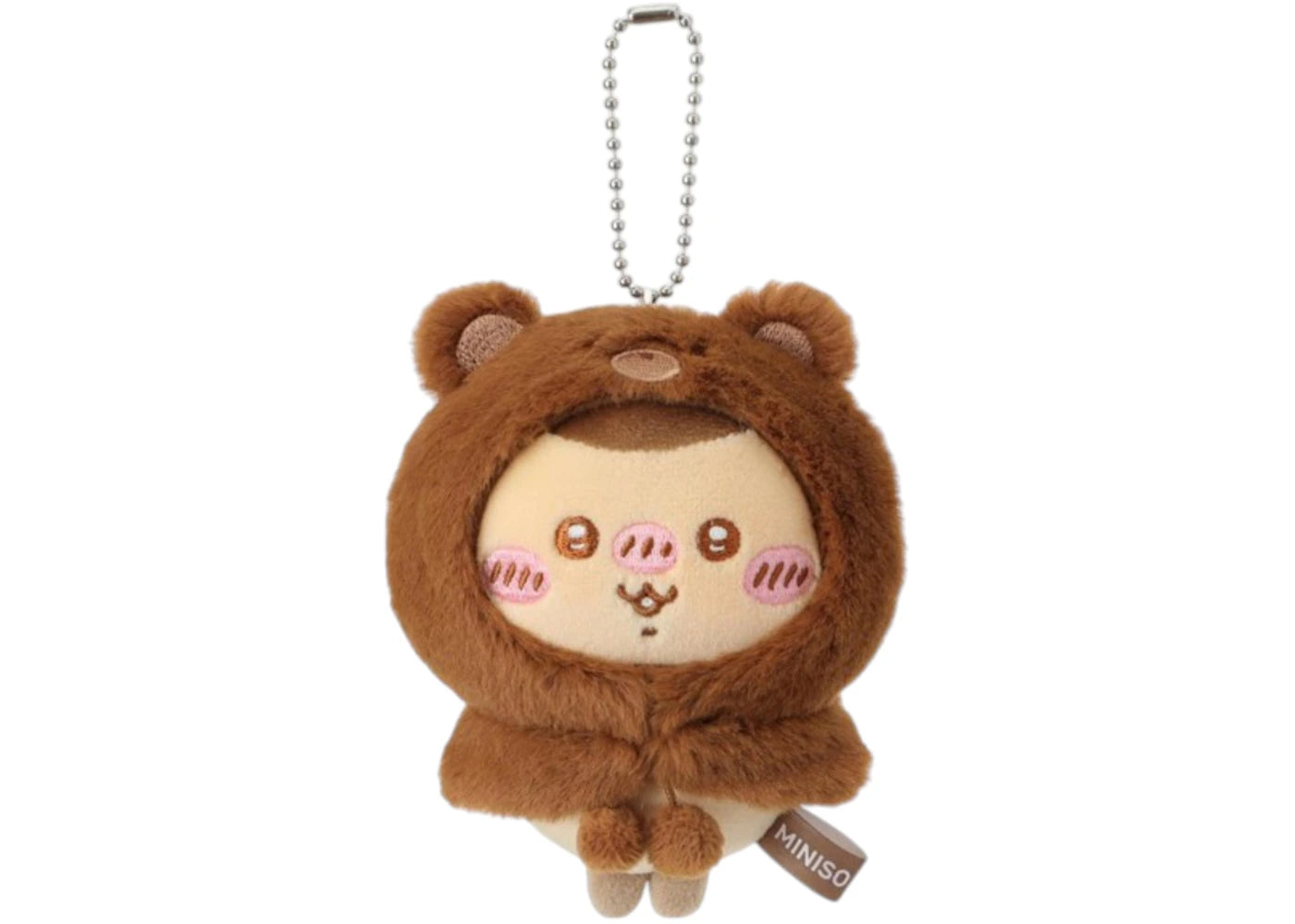Miniso Chiikawa Fluffy Bear Hood Mascot Series Kurimanju Plush Keychain