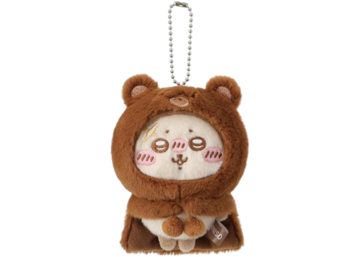 Miniso Chiikawa Fluffy Bear Hood Mascot Series Rakko Plush Keychain