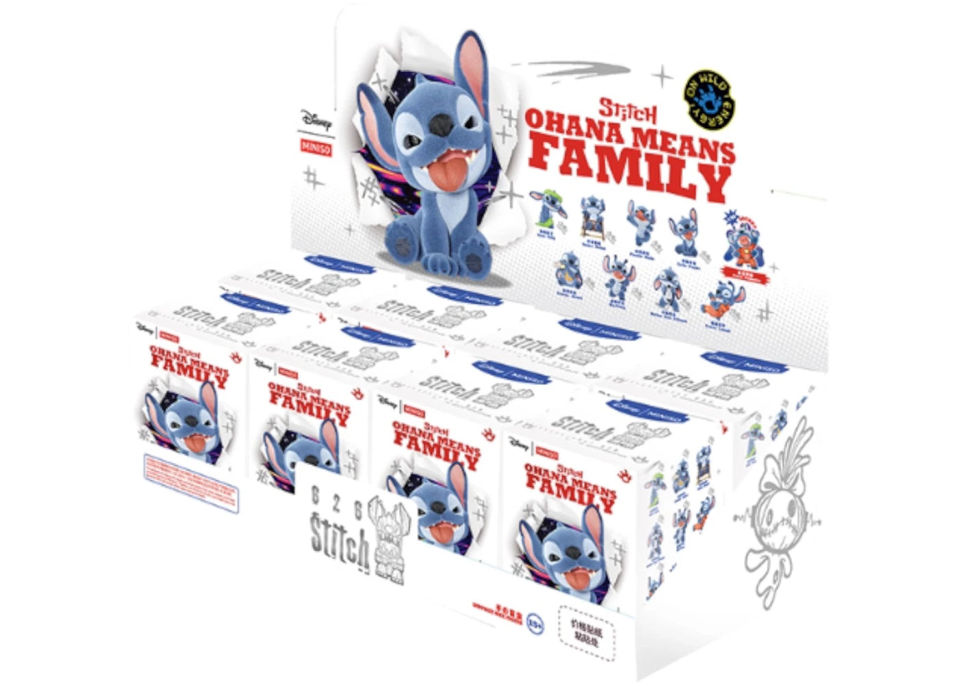 Miniso Disney Stitch Ohana Means Family Series Figure Sealed Case (8 Blind Box)