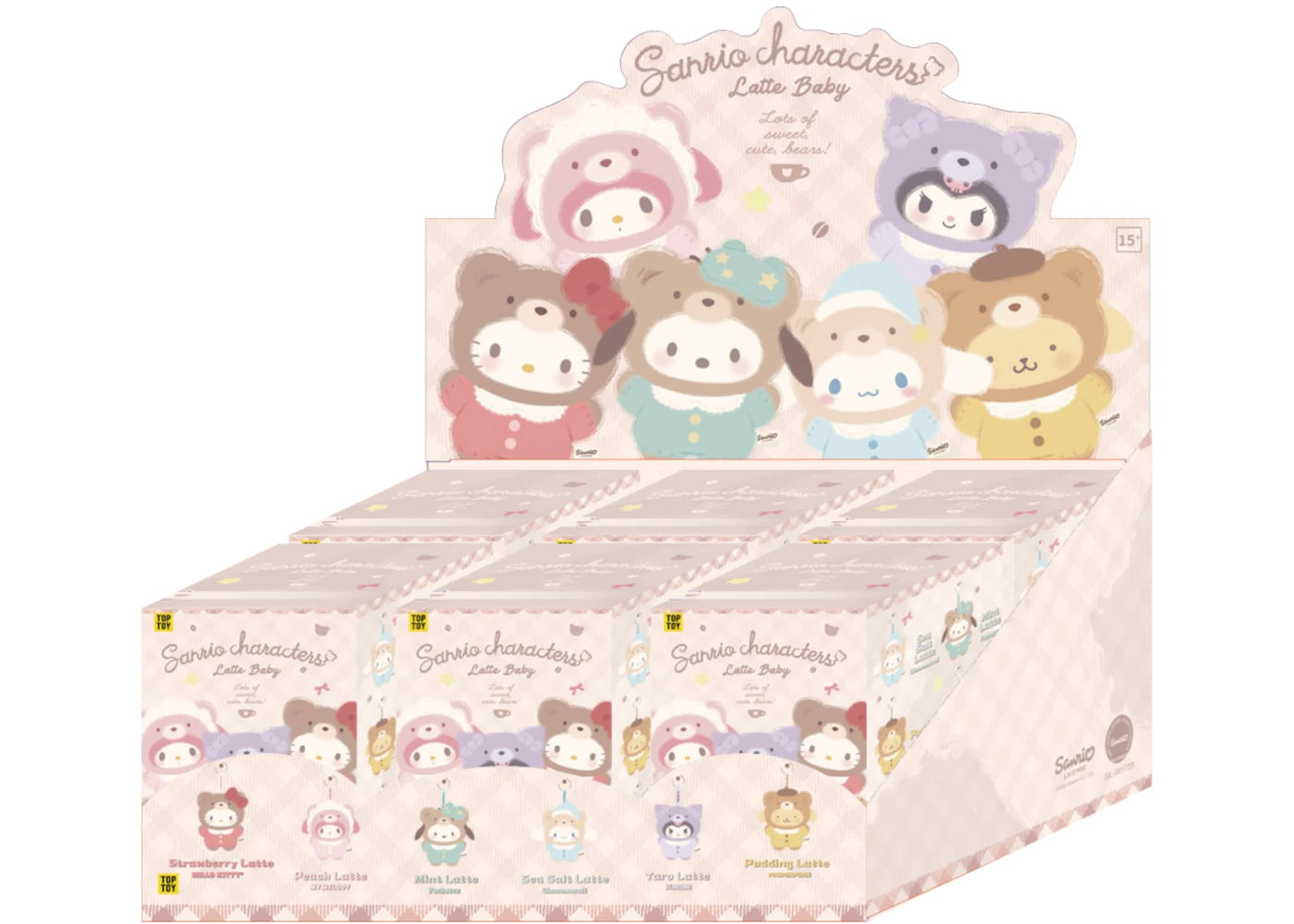 Miniso Top Toy Sanrio Latte Baby Vinyl Plush Keychains Sealed Case (6 Blind Box)