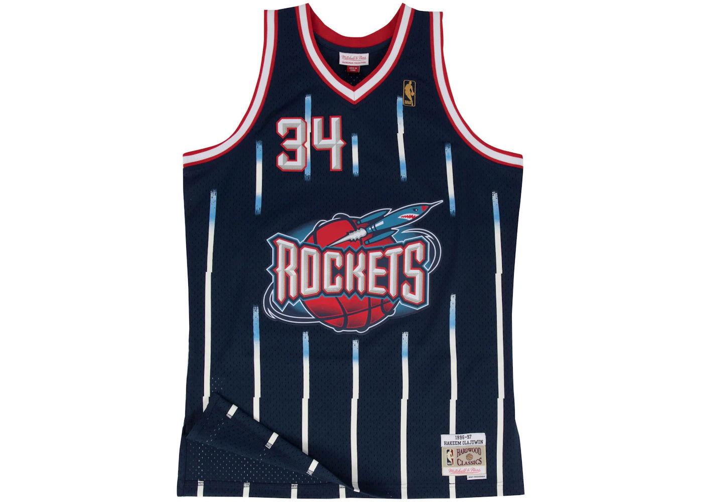 Mitchell & Ness Houston Rockets Road 1996-97 Hakeem Olajuwon Swingman Jersey Navy Blue