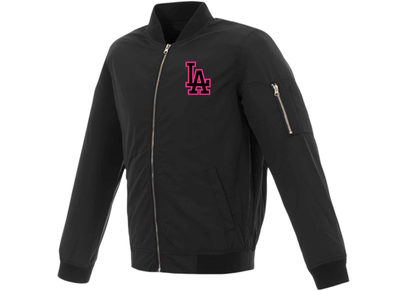 Mitchell & Ness Women's Los Angeles Dodgers JH Design Nylon Bomber Jacket Black/Pink