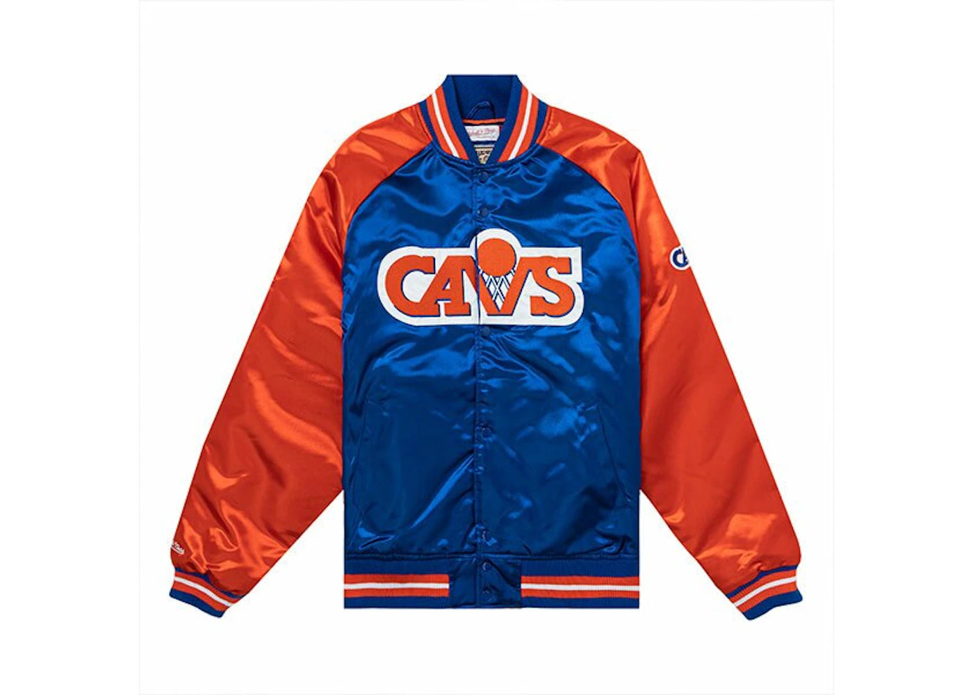 Mitchell & Ness x Cleveland Cavaliers 80s Satin Snap Jacket Orange/Blue