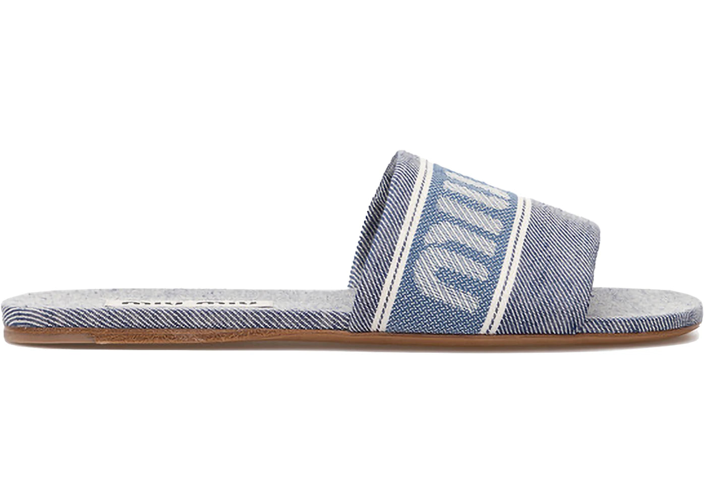 Miu Miu Logo Jacquard Slides Blue Denim (Women's)