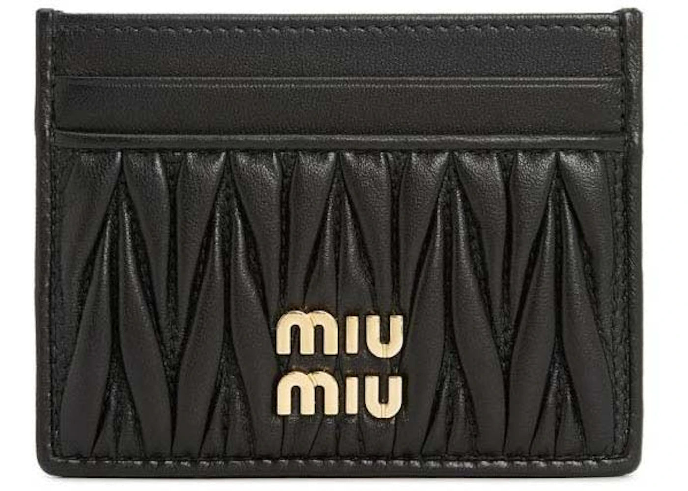 Miu Miu Matelasse Nappa Leather Card Holder Black