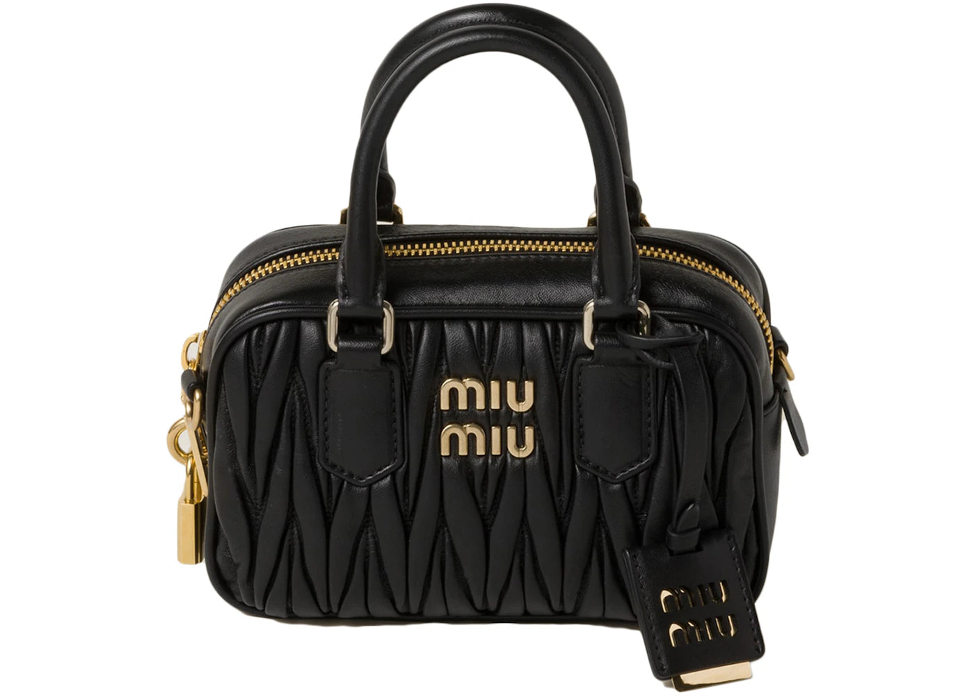 Miu Miu Matelasse Nappa Leather Top-Handle Bag Black