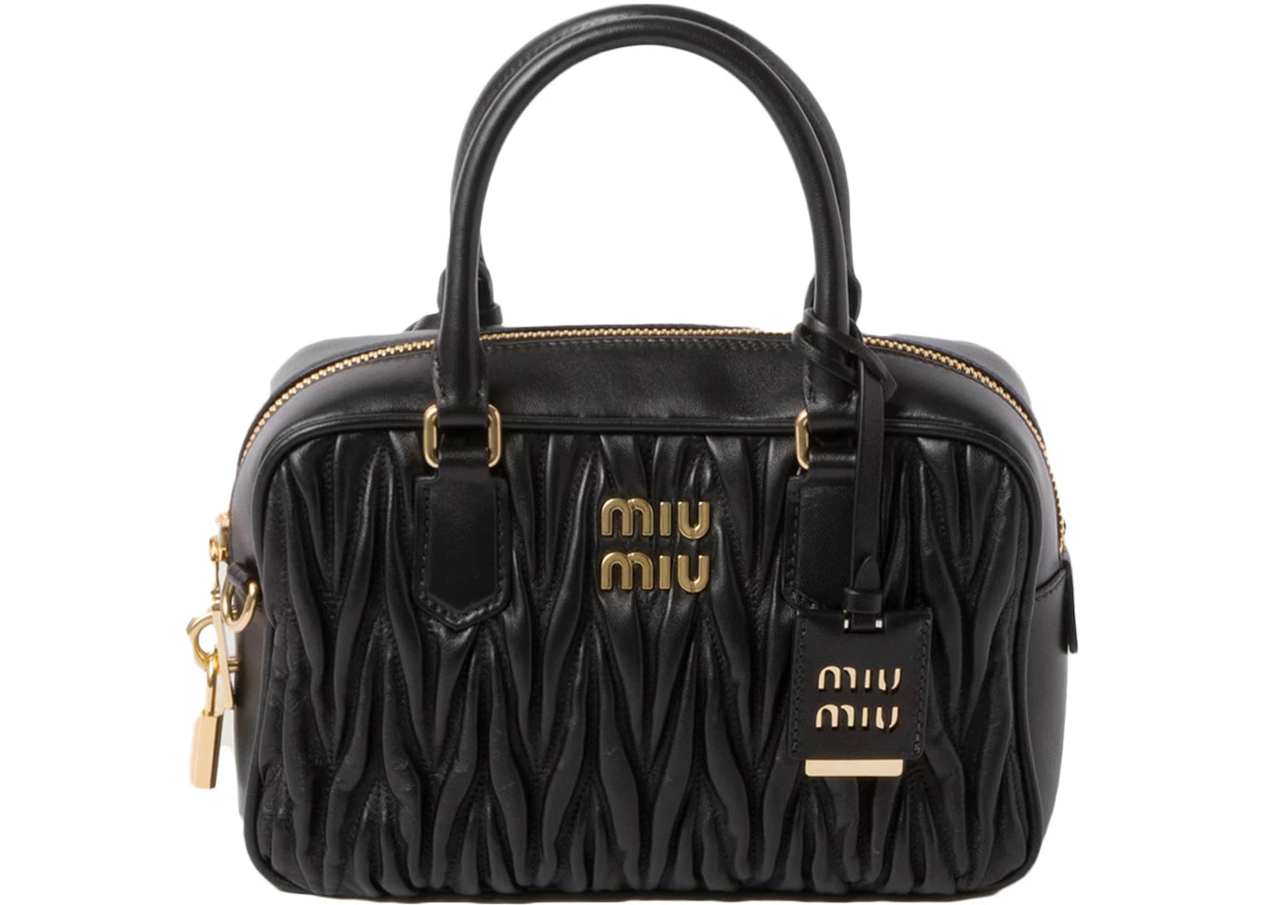 Miu Miu Matelasse Nappa Leather Top-Handle Black
