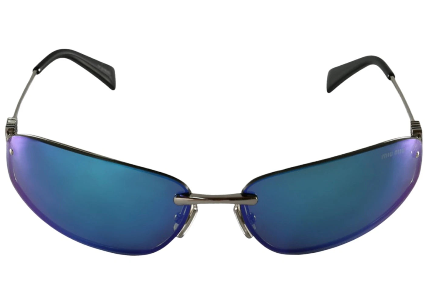 Miu Miu Nocturne Sunglasses Black Mirrored Cyan (0MU A50S 1BC10K)
