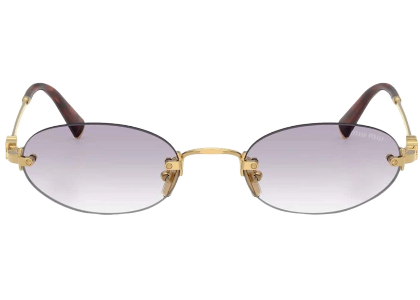Miu Miu Oval Sunglasses Gold Clear Gradiant Gray (0MU A54S 5AK04O)