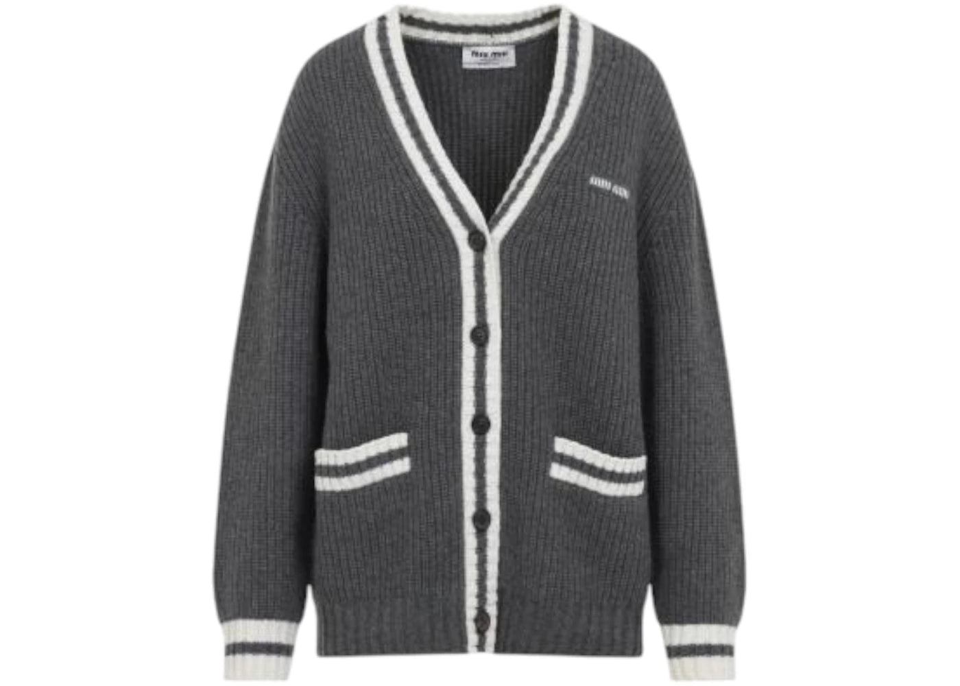 Miu Miu Silk Cashmere Cardigan Slate Grey