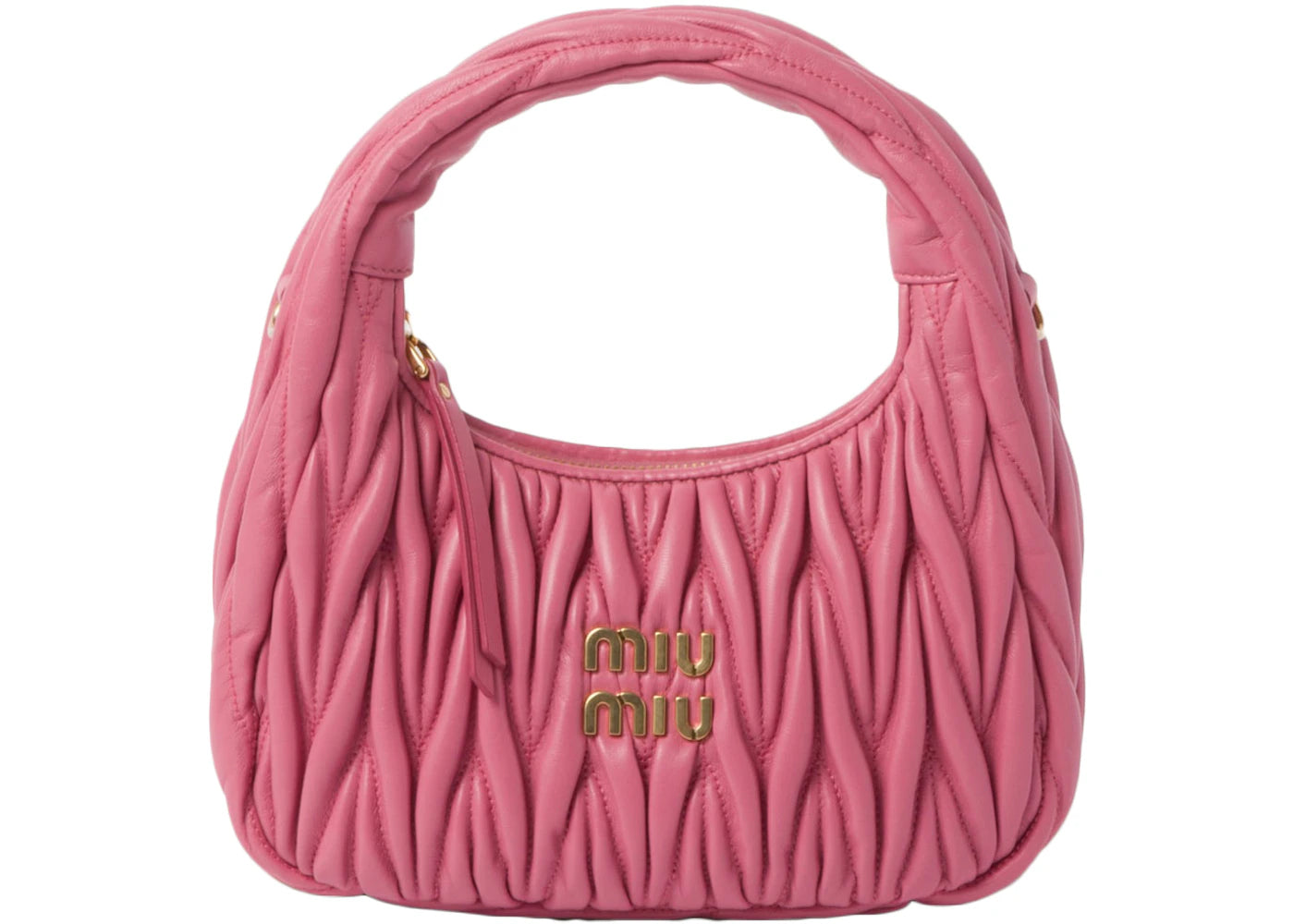 Miu Miu Wander Matelasse Nappa Leather Mini Hobo Bag Pink