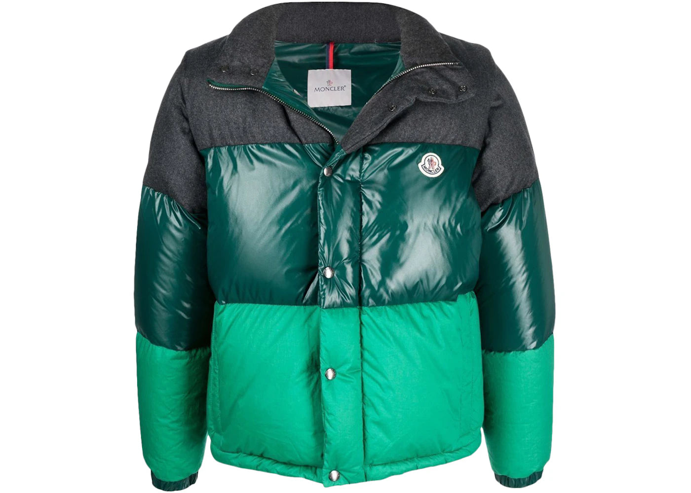 Moncler Aveillan Striped Down Jacket Green/Grey