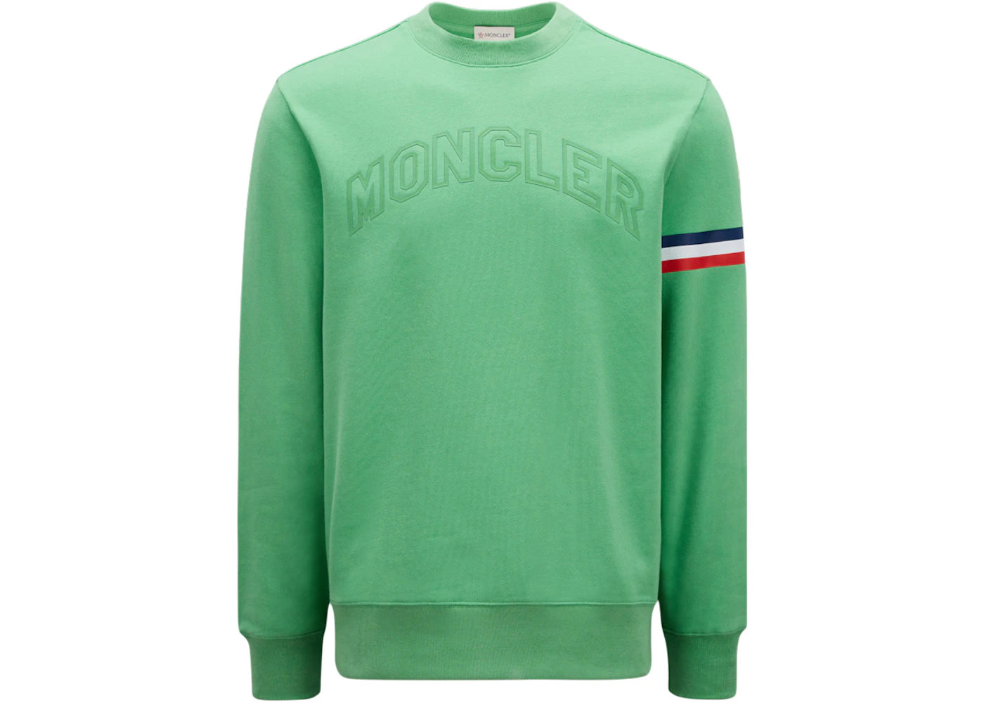 Moncler Embossed Rubberized Logo Lettering Sweatshirt Bright Green