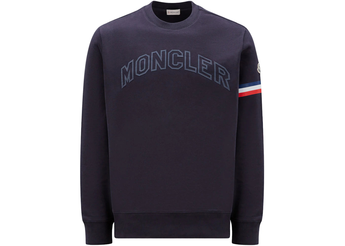 Moncler Embossed Rubberized Logo Lettering Sweatshirt Navy Blue