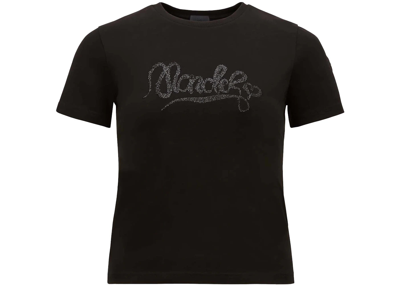 Moncler Embroidered Calligraphy Logo Cotton T-shirt Black