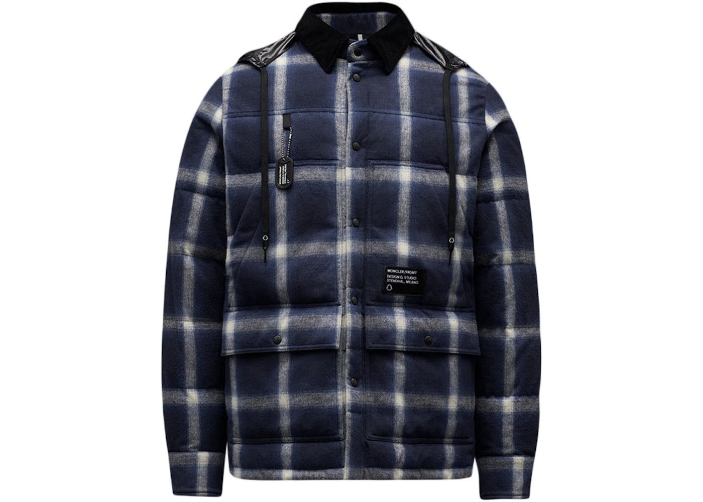 Moncler FRGMT Hiroshi Fujiwara Morany Hooded Checked Over Shirt Navy/White/Black