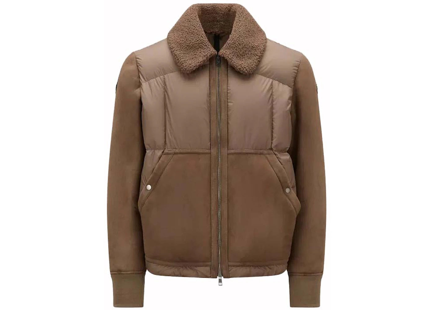 Moncler Gers Giubbotto Down Leather Jacket Brown