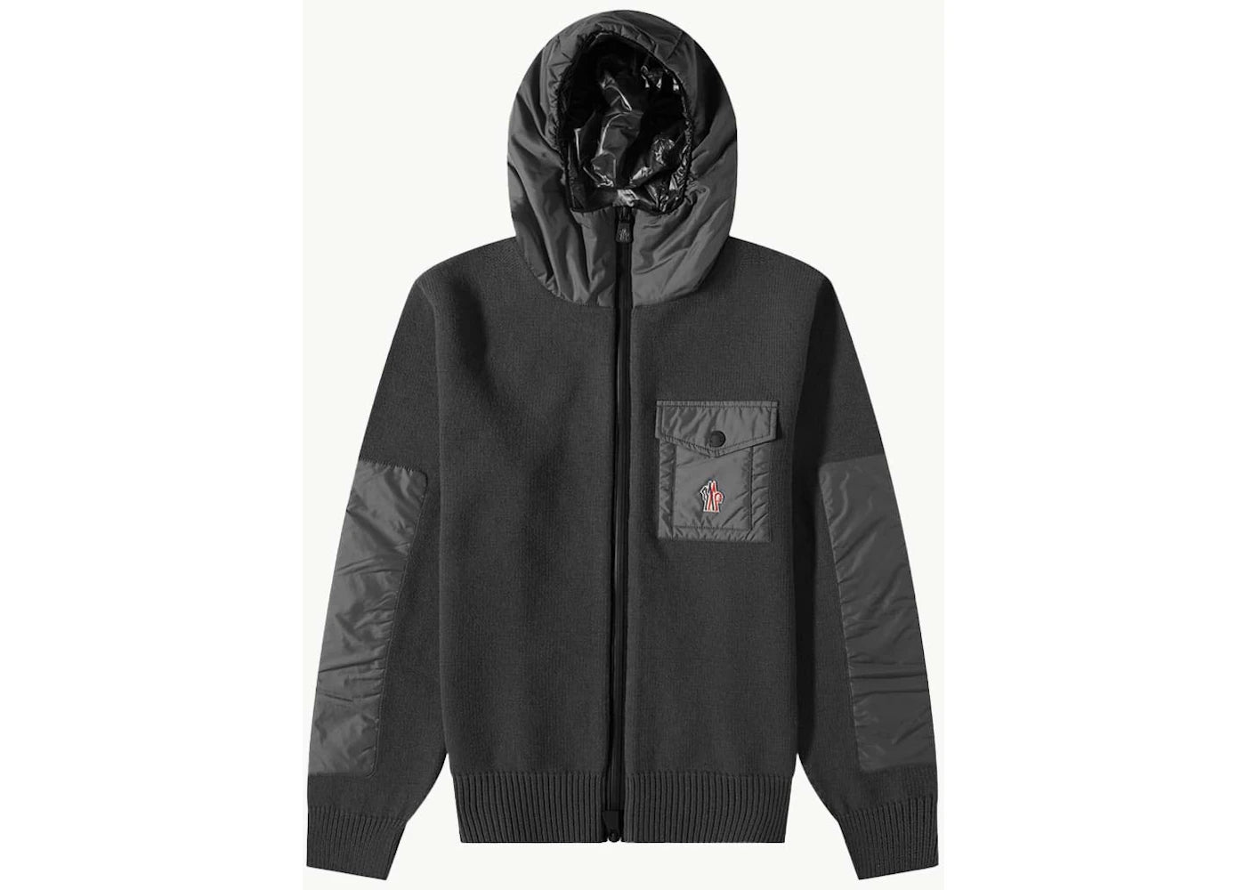 Moncler Grenoble Nylon Pocket Knit Jacket Black