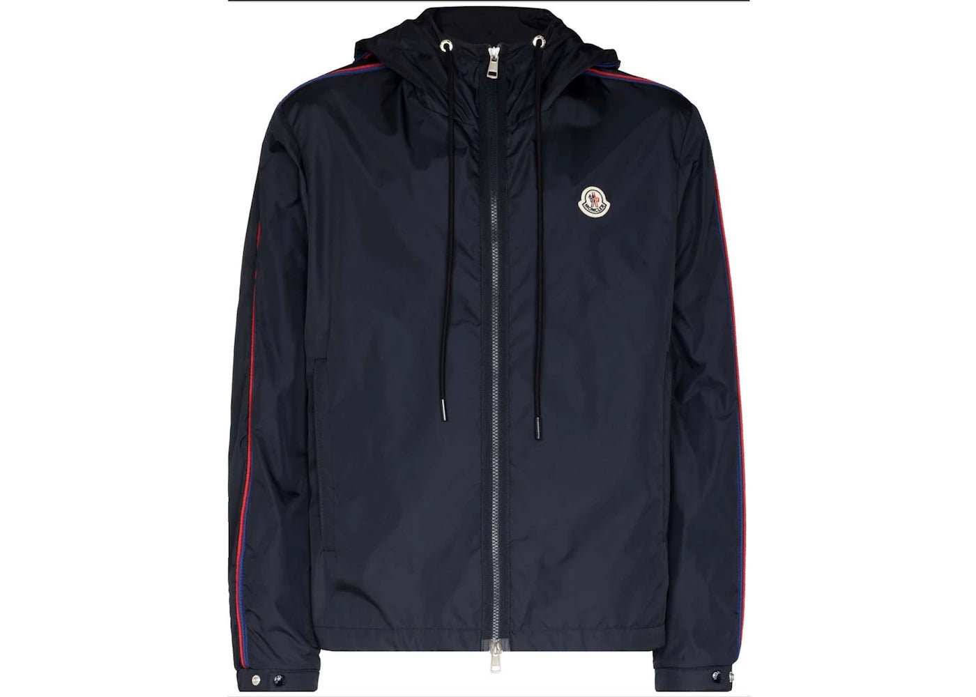 Moncler Hattab Logo-Patch Hooded Rain Jacket Navy Blue