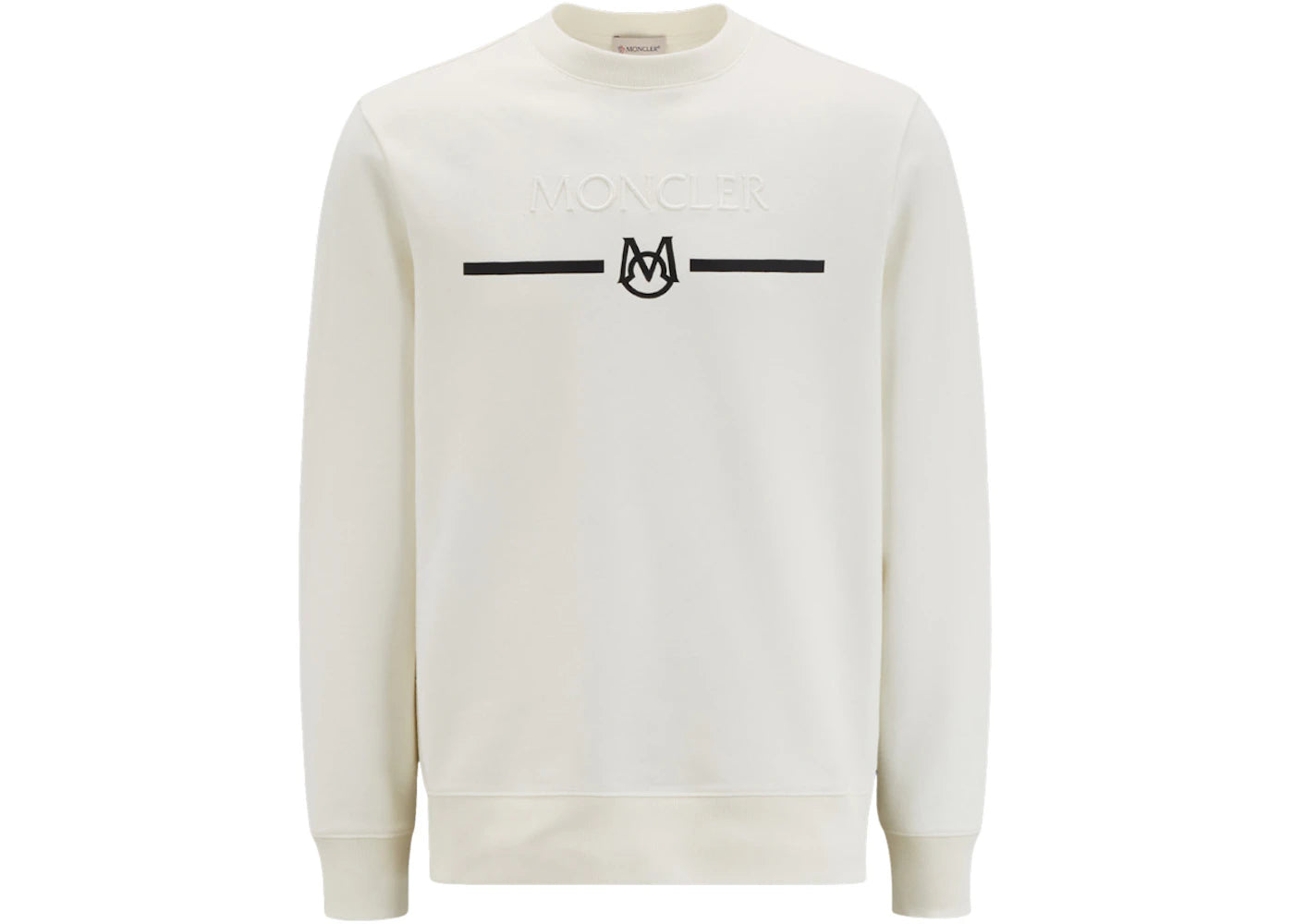 Moncler Logo Matte Monogram Accents Crewneck Sweatshirt Off White