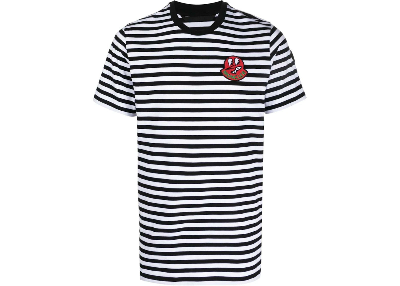 Moncler Logo Patch Striped T-Shirt Black/White