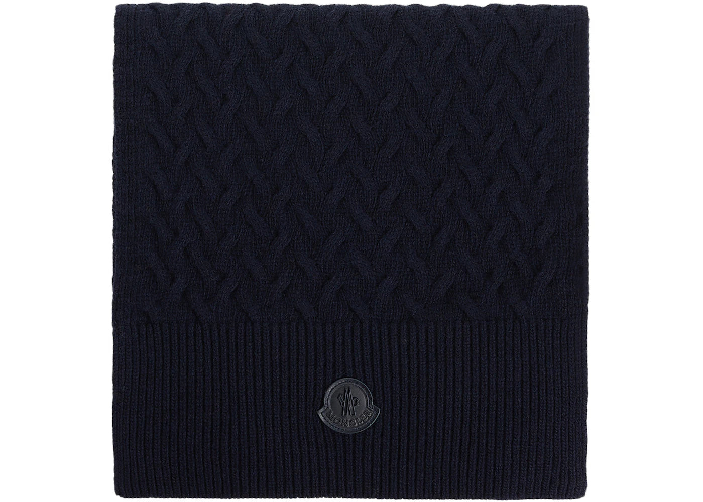 Moncler Logo Patch Wool Scarf Black