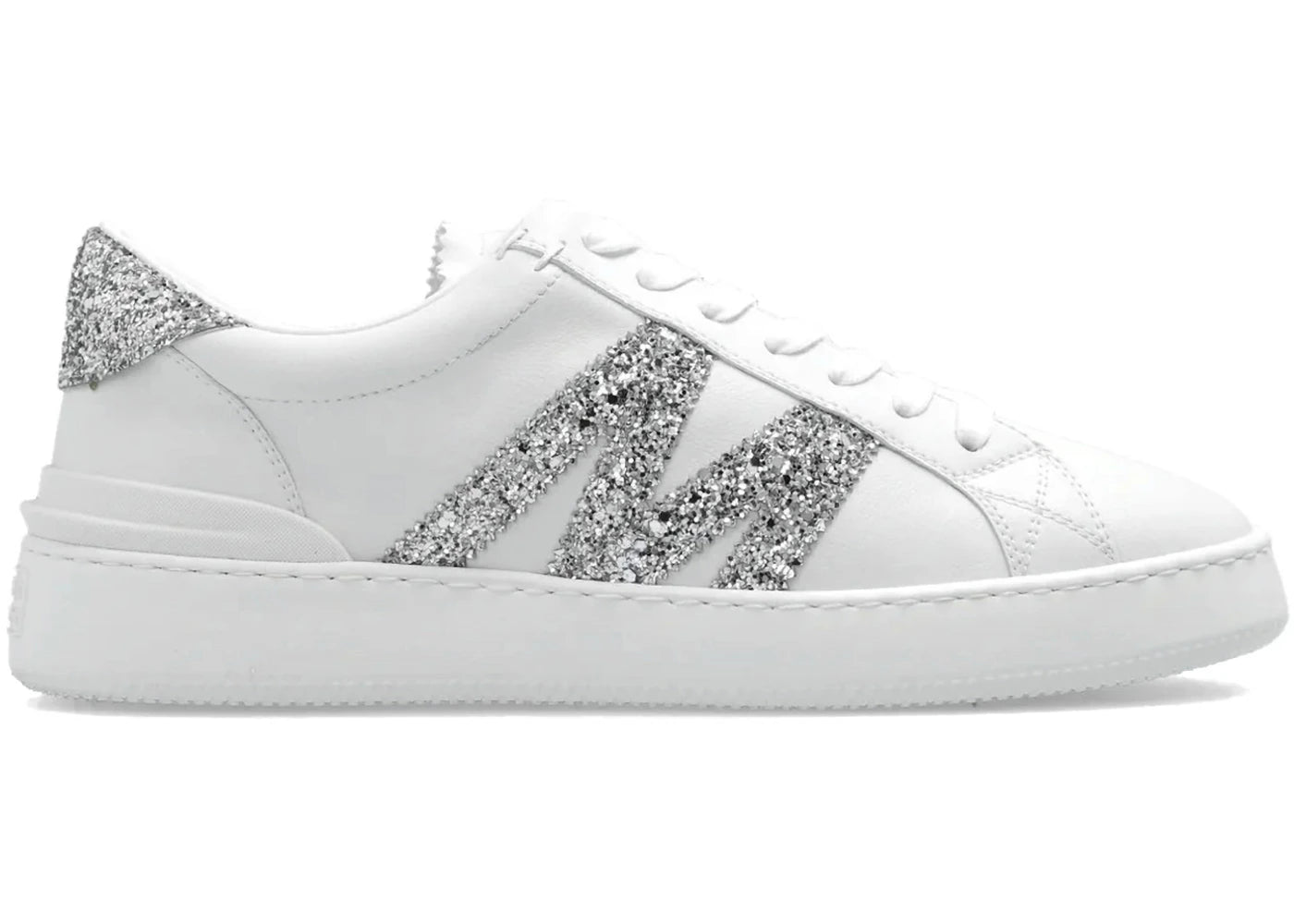 Moncler Monaco Low Top White Silver Glitter