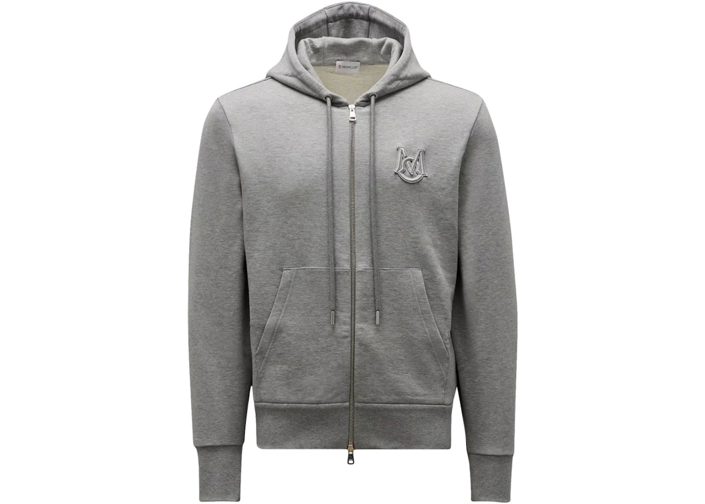 Moncler Monogram Zip-Up Hoodie Grey