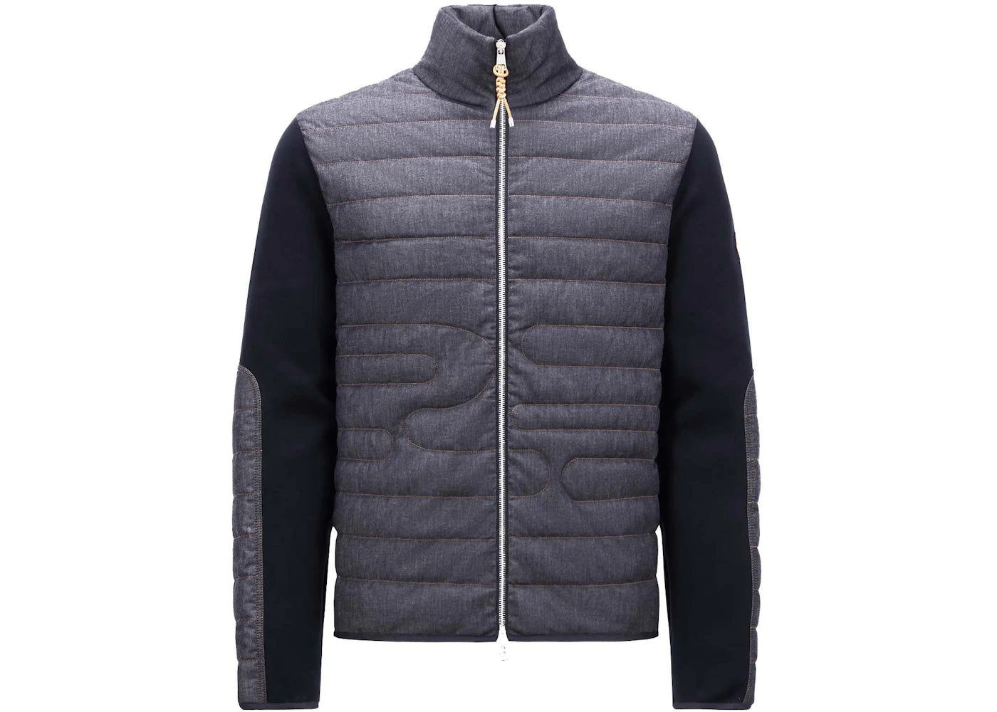 Moncler Padded Snake-Quilted Denim Cardigan Navy Blue