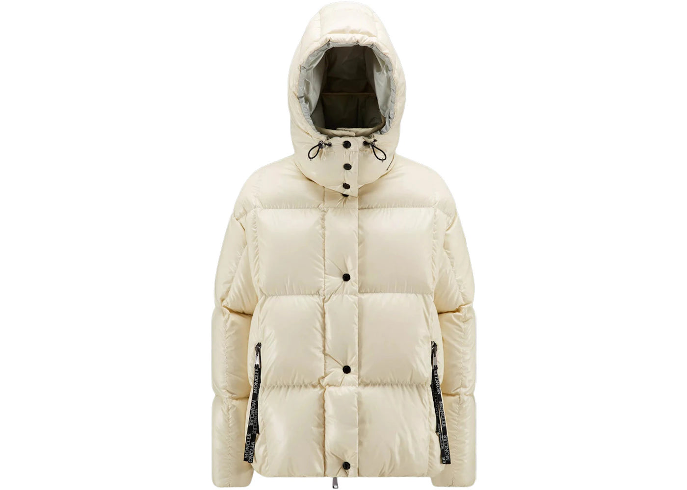 Moncler Parana Short Down Jacket Ivory White/Warm Grey