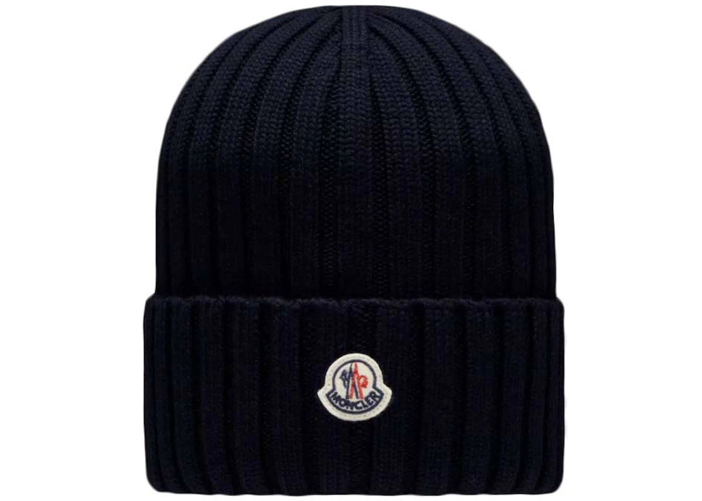 Moncler Ribbed Knit Beanie Navy